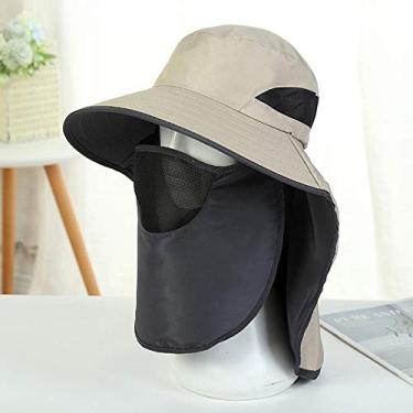 Imagem de Kiboule Chapéu de caminhada com proteção UV com capuz removível de malha no pescoço com aba de pesca para homem e mulher