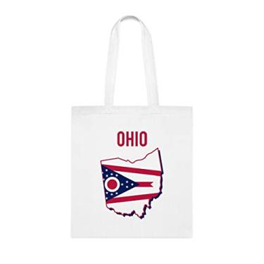 Imagem de Bolsa Ohio, presente de Ohio, bolsa de ombro Ohio, bolsas reutilizáveis de Ohio, ideia de presente de cesta de Natal de aniversário, presente para ela, presente para ele, bolsa feminina, Branco