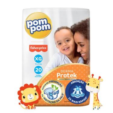 Imagem de Fralda Infantil Pom Pom Ficher-Price Derma Protek Xg Com 20 Unidades -