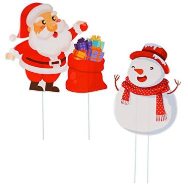 Imagem de Estacas de jardim de Natal, 2 peças, placa de Natal, estacas de Natal, Papai Noel, boneco de neve, placa para o exterior, casa, jardim, jardim, caminho, passarela, estacas de Natal para quintal