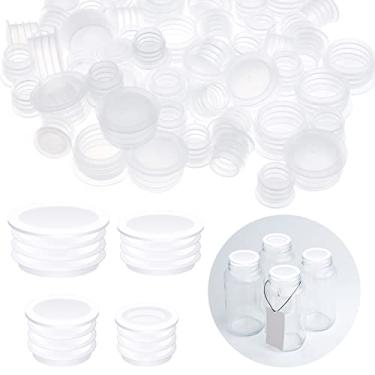Imagem de 80 peças de rolhas para saleiro e pimenteiro 3/4 polegadas, 3/5 polegadas 1/2 polegada e 7/16 polegadas de plástico para substituição de saleiro e pimenteiro tampas de plástico redondas para potes garrafas e tubos
