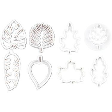 Imagem de 8 peças de cortadores de biscoito de folha, conjunto de cortadores de fondant de folhas de palmeira conjunto de cortadores de folha de bordo para biscoitos, pasta de goma, doces de artesanato de açúcar, decoração de bolos