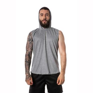 Imagem de Regata Masculina Cinza Capuz Oversized Longline Academia - Chiella.