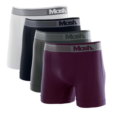 Imagem de Kit 4 Cuecas Boxer Micr S/Costura, Mash, Masculino, Vermelho/Cinza/Branco/Preto, P