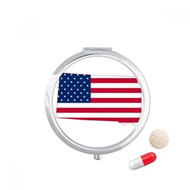 Imagem de Dakota do Sul dos EUA Mapa Estrelas Listras Bandeira Forma Pílula Bolso Caixa de Armazenamento de Remédio Dispensador de Recipiente