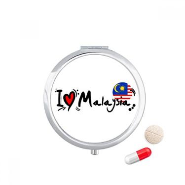 Imagem de I Love Malaysia Palavra Bandeira Love Heart Illustration Pill Case Pocket Medicine Storage Box Dispenser Recipiente