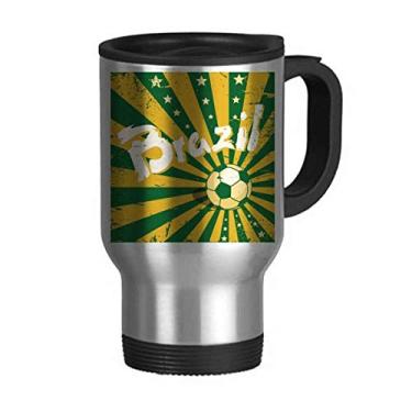 Imagem de Caneca de viagem de futebol amarelo verde Brasil, cultura do Brasil, tampa flip, copo de carro copo térmico