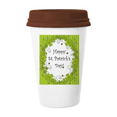 Imagem de Caneca de cerâmica com trevo de quatro folhas da Irlanda Happy St.Patrick's Day Caneca de café copo de cerâmica