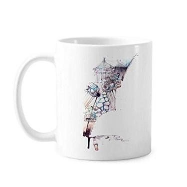 Imagem de Caneca de pintura em aquarela de construção, arquitetura barroca, cerâmica, café, porcelana, louça, louças