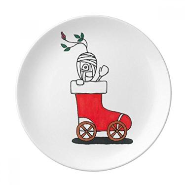 Imagem de Horus Christmas Trenó Folha Flor Prato Decorativo Porcelana Salver Prato de Jantar