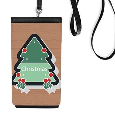 Imagem de Bolsa para celular com ícone de desenho de Natal e árvore de Natal para pendurar bolso preto