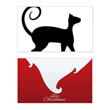 Imagem de Pet Lover Black Cat Animal Art Outline Holiday Holiday Merry Christmas Congrats Card Christmas Letter Message