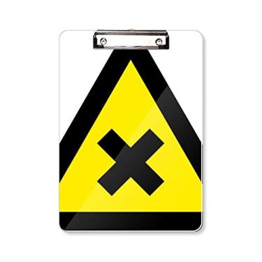 Imagem de Símbolo de aviso amarelo preto triângulo proibido placa de apoio A4