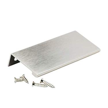 Imagem de Rok Hardware – 80 mm – Puxador moderno de ponta de dedo – 100 mm de comprimento – Aço inoxidável escovado de metal alumínio com acabamento escovado para cozinha doméstica – Alça de armário P898980SS, 3-5/32 inch, Brushed Nickel