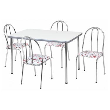 Imagem de Conjunto de Mesa de Jantar com 4 Cadeiras Cristal Branco e Floral