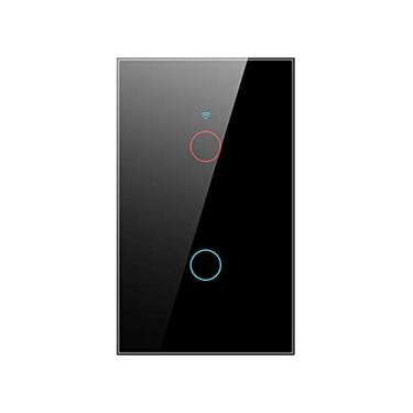Imagem de Interruptor Inteligente de Luz 120cm, Sem Linha Neutra, 2.4GHz Interruptor de Luz Wi-Fi Works with Alexa and Google Home, Sem necessidade de Hub (2 Gang (Preto))