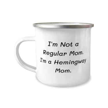 Imagem de I'm Not a Regular Mom I'm a Hemingway Mom Caneca de acampamento de 355 ml, presente de gato Hemingway de amigos, para mãe de gato