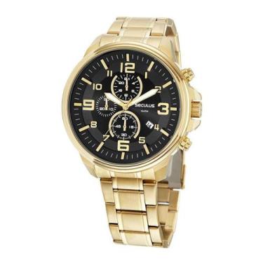 Relógio Magnum Masculino Ma34987X Dourado Kit Pulseira Couro em