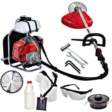 Imagem de Roçadeira Profissional Costal Plus Kawashima KW420C 42cc 2T Ideal Para Limpeza e Manute...