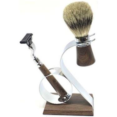 Imagem de Kit Barba Vintage Retrô Barbearia Metal Pincel Banheiro Bar