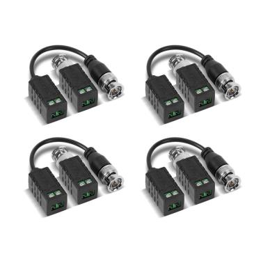 Imagem de Kit 04 Balun Passivo Conector Transmissão De Vídeo Full Hd 4K Intelbras VB 500 P Para Câmera Segurança Cftv	