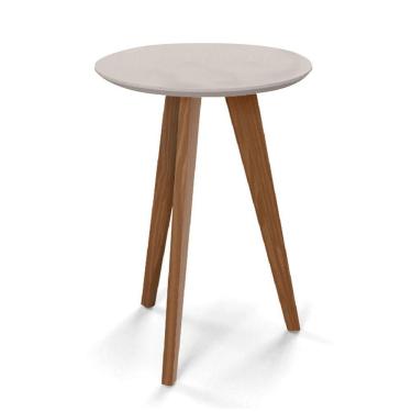 Imagem de Mesa Lateral Redonda Retrô Liv Cor Cinza com Eco Wood - Matic Móveis