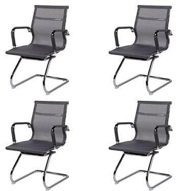 Imagem de Kit 4 Cadeiras Para Escritório Interlocutor Esteirinha Tela Mesh 3303 Or Design Cinza