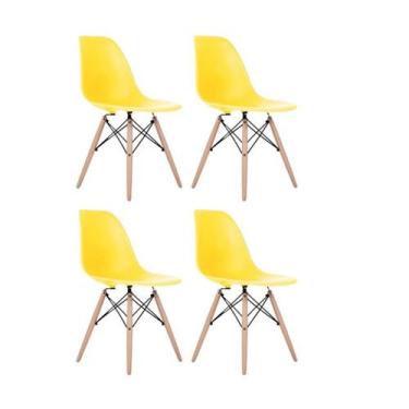 Imagem de Kit 4 Cadeiras Flórida Amarela Polipropileno Fratini