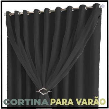 Imagem de Cortina Pé Direito Blackout Lisboa 5,50 X 3,80 Varão Preto - Bravin Co