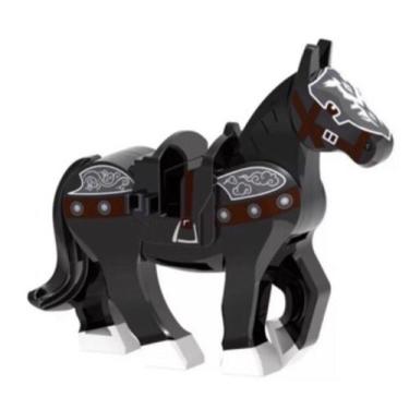Imagem de Boneco Blocos De Montar Cavalo Medieval Negro Silver - Mega Block Toys