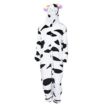 Imagem de KESYOO 1 Unidade pijama de uma peça de vaca moletom de noite de flanela pijama de flanela pijamas vestidos camisola criativa camisola de desenho animado mantenha morno roupas vaca animal