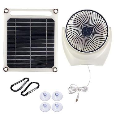 Imagem de Ventilador solar mini ventilador portátil para casa de galinha de cachorro estufa escritório doméstico ao ar livre 6w 5v ventiladores de acampamento emergências de falta de energia, branco, 206 * 210 mm