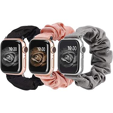 Imagem de Hoopyeecase Compatível para Scrunchie Apple Watch Band 38mm 42mm 40mm 44mm Bonitinho Impressão Elástico Pulseira de relógio Mulheres Pulseira Alça para Apple iWatch Series 6 5 4 3 2 1