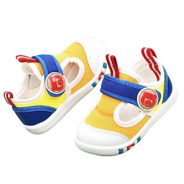 Imagem de Sapatos infantis de lona para bebês de cor sólida malha tênis esportivo infantil descalço desenho animado sandálias para festa crianças tênis esportivo escolar, Amarelo, 5 Infant