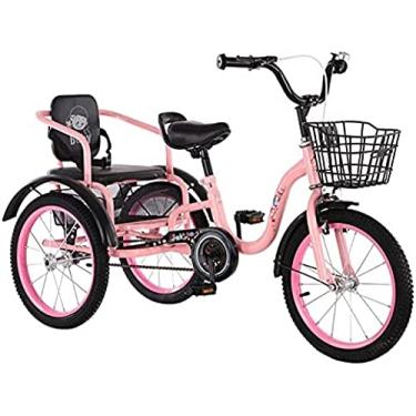 Imagem de Triciclo adulto bicicleta trike de 16 polegadas com cesta de compras bicicleta de 3 rodas para recreação bicicleta feminina masculina, rosa