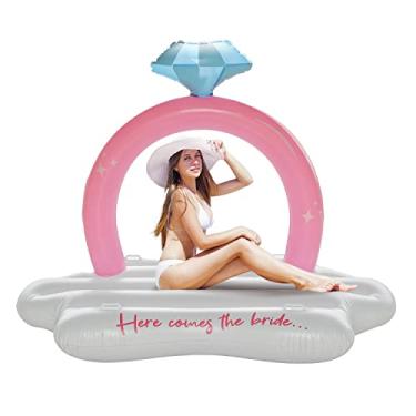 Imagem de Boia de anel gigante I The Ultimate Bachelorette Pool Floats I Anel de diamante boia de piscina para despedida de solteira I Here Comes The Bride Pool Float para decorações de despedida de solteira na