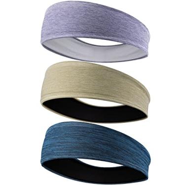 Imagem de EasYoung Bandanas para homens, pacote com 3 faixas masculinas que absorvem o suor, faixas esportivas masculinas para corrida, antiderrapante, respirável