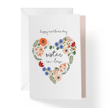 Imagem de 1Up Greetings Cartão de dia das mães para cunhada | Flores no coração | Seu cartão ajuda animais necessitados | 12,7 x 19 cm | Cartão único + envelope | Pequena empresa de propriedade feminina feita