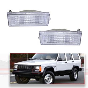 Imagem de MODIPIM Lente transparente 2 peças L/R para-choque dianteiro Park kit de luz de seta para Jeep Cherokee 1984-1996 e Comanche 1986-1992