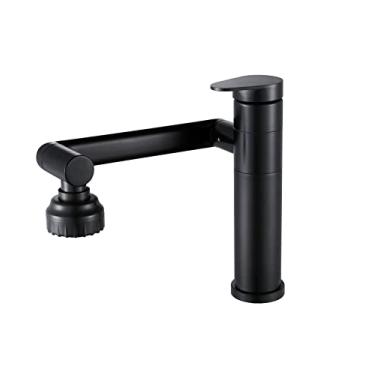 Imagem de Torneira de banheiro preta 1080 graus giratória torneira pia lavatório 1 alça grande ângulo spray bico extensor universal giratório filtro de respingos 2 modos de saída de água