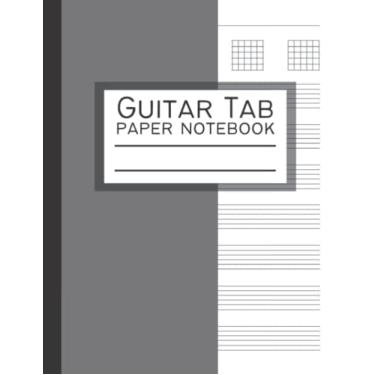 Imagem de Caderno de papel com aba de guitarra: papel de folha de tablatura de guitarra em branco para guitarrista, músicos | 21,5 x 28 cm. 110 páginas | Cinza