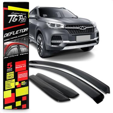 Imagem de Calha Chuva Defletor Inteiriça Slim Tiggo 5X Portas 2018 2019 2020 2021 2022 Fumê 100% Acrílico