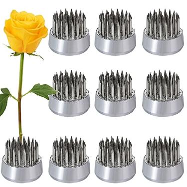 Imagem de Suporte de haste Ikebana, 10 peças de sapo de flor de prata, ferramentas fixas, suporte de flores japonesas, alfinete de arranjo floral para vaso de arranjos de flores, fixação de plantas, decoração