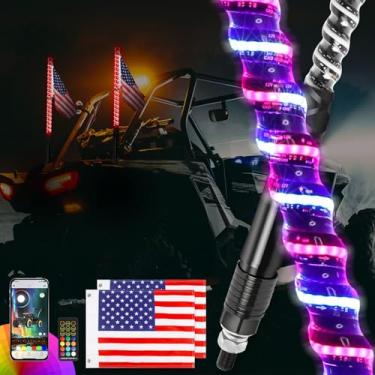Imagem de CO LIGHT Chicote de luzes LED espiral COB de 6 m com controle remoto e aplicativo, 300 cores e 200 modos RGB antena iluminada de perseguição/dança aplicável para caminhonetes RZR Can-Am Polaris UTV
