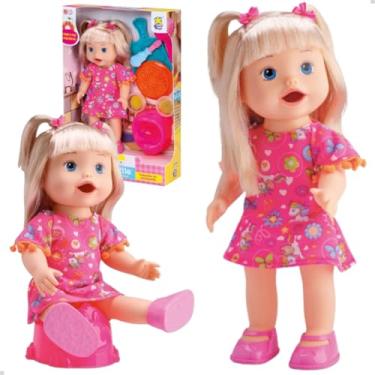 Imagem de Boneca Bebe Reborn Brinquedo Menina Infantil Come Faz Caquinha Com Massinhas 5 Acessórios Panelinha