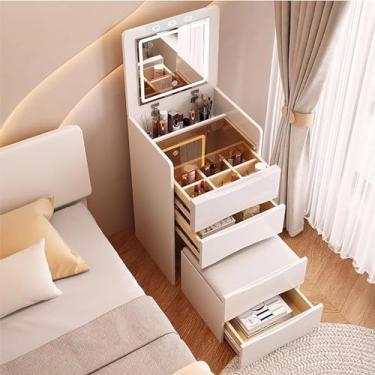 Imagem de Penteadeira de maquiagem com luzes e espelho, conjunto de penteadeira com 3 gavetas, conjunto de penteadeira com 3 modos de iluminação, B