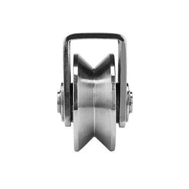 Imagem de Roda de ranhura U/V/H de aço inoxidável 304, rodízio de ranhura para portão deslizante, portão de enrolar, trilho invertido, máquinas industriais(V Type,2 in)