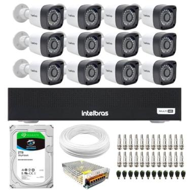 Imagem de Kit 12 Câmeras Tudo Forte TF 2020 B Full HD 1080p Bullet Visão Noturna 20M Proteção IP66 Dvr Intelbras MHDX 3116-C 16 Canais HD 2TB SkyHawk