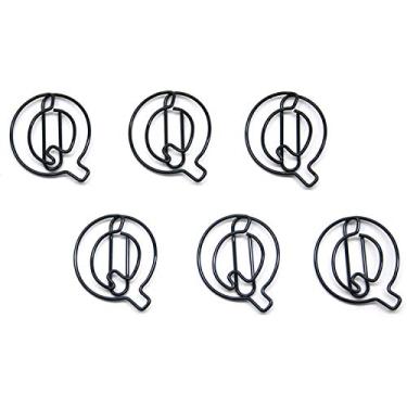 Imagem de Butler in the Home A-Z letra do alfabeto ou número 0-9 - 100 clipes de papel colorido preto para iniciais ou data de nascimento, Preto, Letter Q