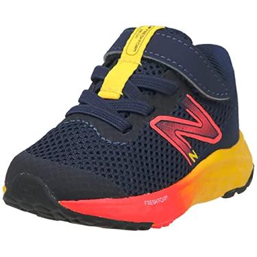 Imagem de New Balance Tênis de corrida unissex infantil Fresh Foam Arishi V4 com gancho e laço, Team Navy/Electric Red/Egg Yolk, 13 Wide Little Kid